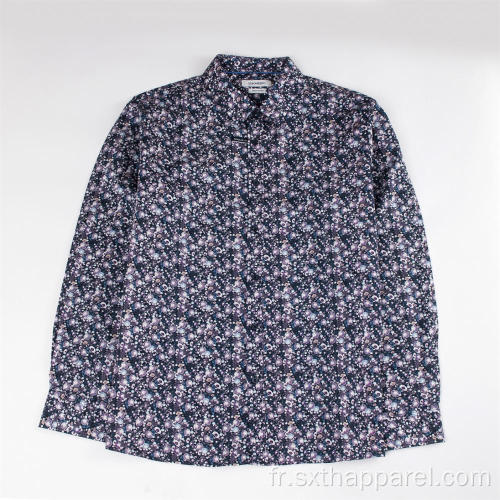 Chemise décontractée d&#39;extérieur à manches longues à imprimé floral pour hommes